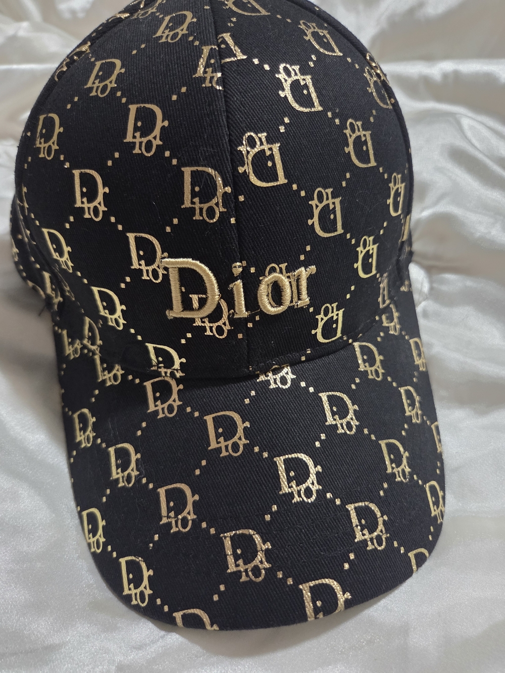 Dior Black Baseball Cap with Gold Monogram